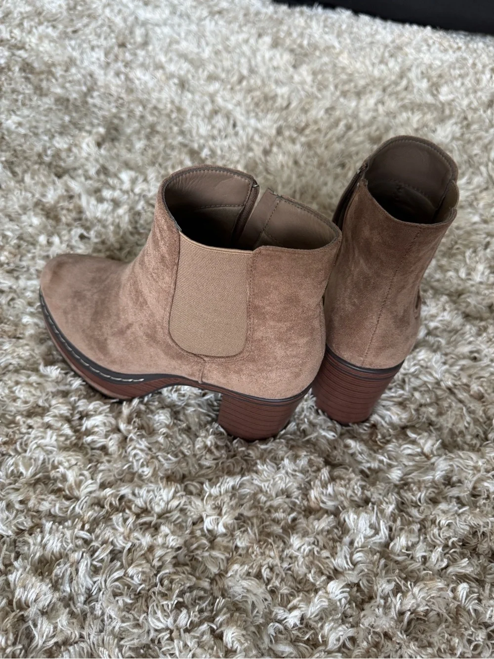 Altar'd State Taupe Suede Platform Chelsea Booties